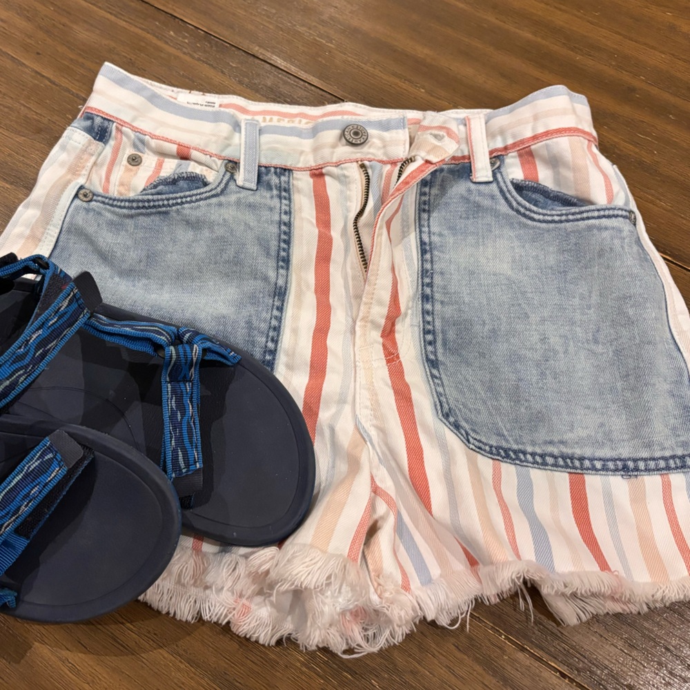 American Eagle Striped Denim Shorts